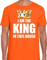 Koningsdag t-shirt Im the king in this house oranje voor heren - Woningsdag - thuisblijvers / Kingsday thuis vieren L
