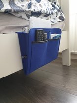 Vilten Opbergzak voor Bed & Bank - Nachtkastje voor Ipad & Tijdschriften – Incl. 4 Zelfklevende Pads - Marine Blauw