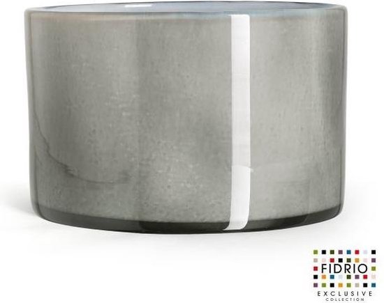Design vaas Cilinder - Fidrio GREY/OPAL - glas, mondgeblazen - diameter 23 cm hoogte 14,5 cm