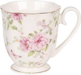 Clayre & Eef Mok 200 ml Beige Roze Porselein Bloemen