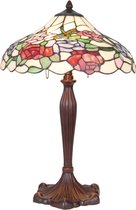 LumiLamp Tiffany Tafellamp 5LL-5766 Ø 40*60 cm 1x E27 / Max 60W - Meerkleurig Glas in lood Tiffany BureaulampTiffany Lampen