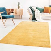 Effen vloerkleed velours Gala - geel 60x90 cm