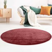 Rond vloerkleed effen velours Gala - rood 150 cm rond