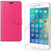 iPhone 7 Plus / 8 Plus - Bookcase roze - portemonee hoesje + 2X Tempered Glass Screenprotector