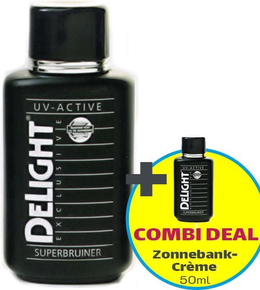 Delight Zonnebankcrèmes COMBI DEAL; Exclusive Super Tanning Milk UV-active (150ml) + Zonnebank Tanning Milk (50ml)