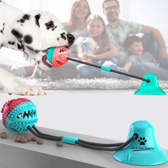 Hondenspeeltje zuignap met touw en bal geschikt voor elk type hond - Blauw  met roze -... | bol.com