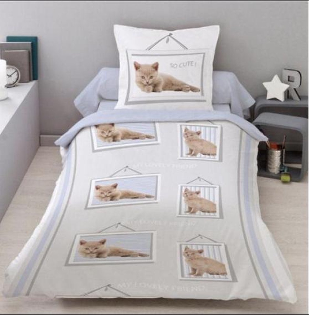 1-Persoonsdekbedovertrek katoen Lovely friend 140x200 met 1 kussensloop 65x65