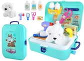 Speelgoed koffer honden trimsalon met knuffelhondje en accessoires