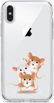 Apple Iphone X / XS transparant hamster siliconen telefoonhoesje - 3 Hamsters