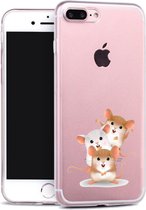 Apple Iphone 7 Plus / 8 Plus Transparant siliconen telefoonhoesje 3 hamsters