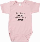 Baby rompertje Act like a baby, think like a boss | Korte mouw 74/80 Licht roze