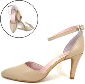 Stravers - Maat 34 Sexy Beige Pumps met Bandje Kleine Maten Hakken