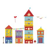 Vwist Muursticker Huizen - Dorp - Kinderkamer - XXL Muursticker - 160 x 133 CM