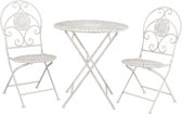 Tafel met 2 stoelen ø 70*76 cm / 42*54*93 cm (2) Wit | 5Y0386 | Clayre & Eef