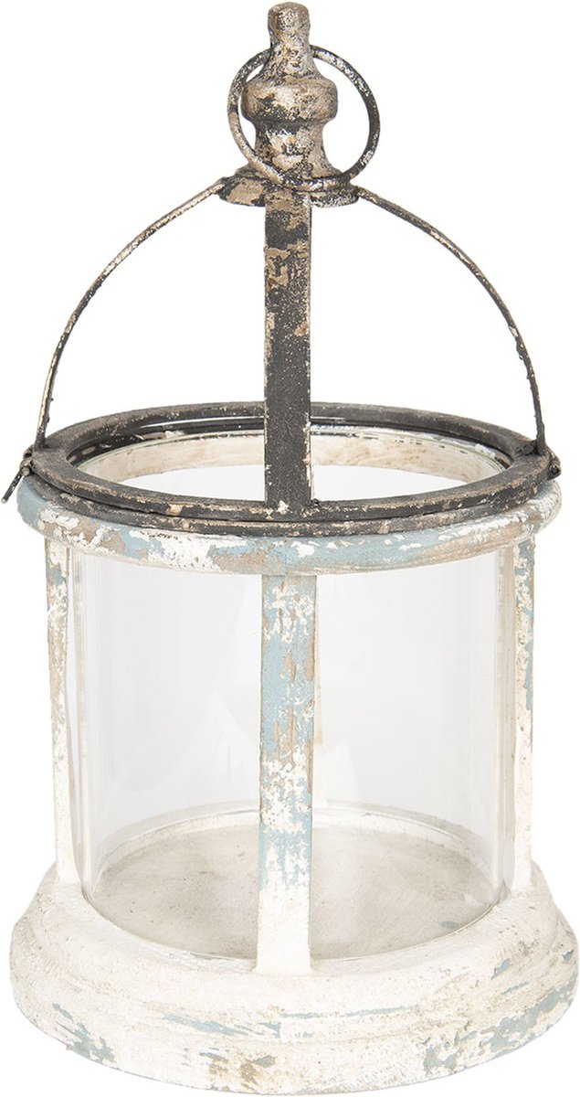 Clayre & Eef Windlicht Ø 28x46 cm Wit Hout