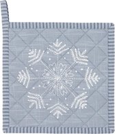 Pannenlap | 20*20 cm | Blauw | 100% Katoen | vierkant | sneeuw | Clayre & Eef | WIW45
