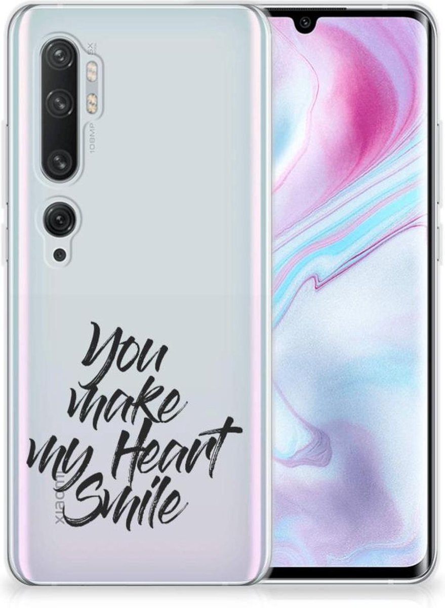 Back Cover voor Xiaomi Mi Note 10 Pro Siliconen hoesje met naam Heart Smile