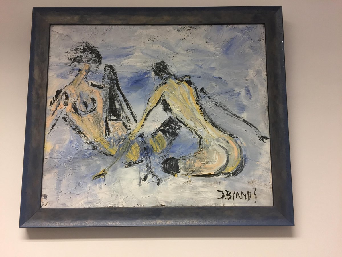 Olieverf schilderij op doek Les Lesbiennes in Blue Jim Brands