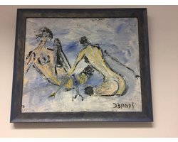 Olieverf schilderij op doek Les Lesbiennes in Blue Jim Brands