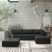 Tuin Loungeset Zwart (Incl LW Fleece deken) - Lounge bank tuin - Tuinbank - Loungebank - Tuinset - Tafelset tuin - Bistroset