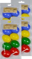 32x Gekleurde kunststof eieren decoratie 6 cm hobby/knutselmateriaal - Knutselen DIY eieren beschilderen - Pasen thema plastic paaseieren eitjes multikleur