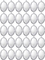 30x Transparante kunststof eieren decoratie 6 cm hobby/knutselmateriaal - Knutselen DIY eieren vullen - Pasen thema plastic vulbare paaseieren eitjes doorzichtig