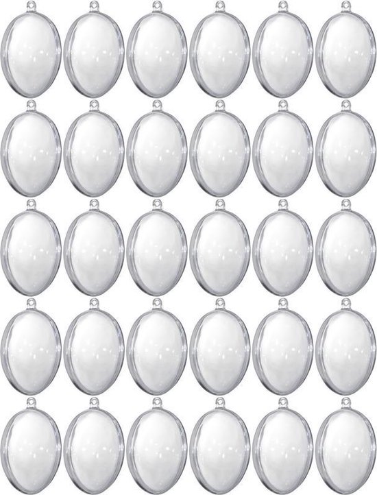 30x Transparante kunststof eieren decoratie 6 cm hobby/knutselmateriaal -  Knutselen... | bol.com