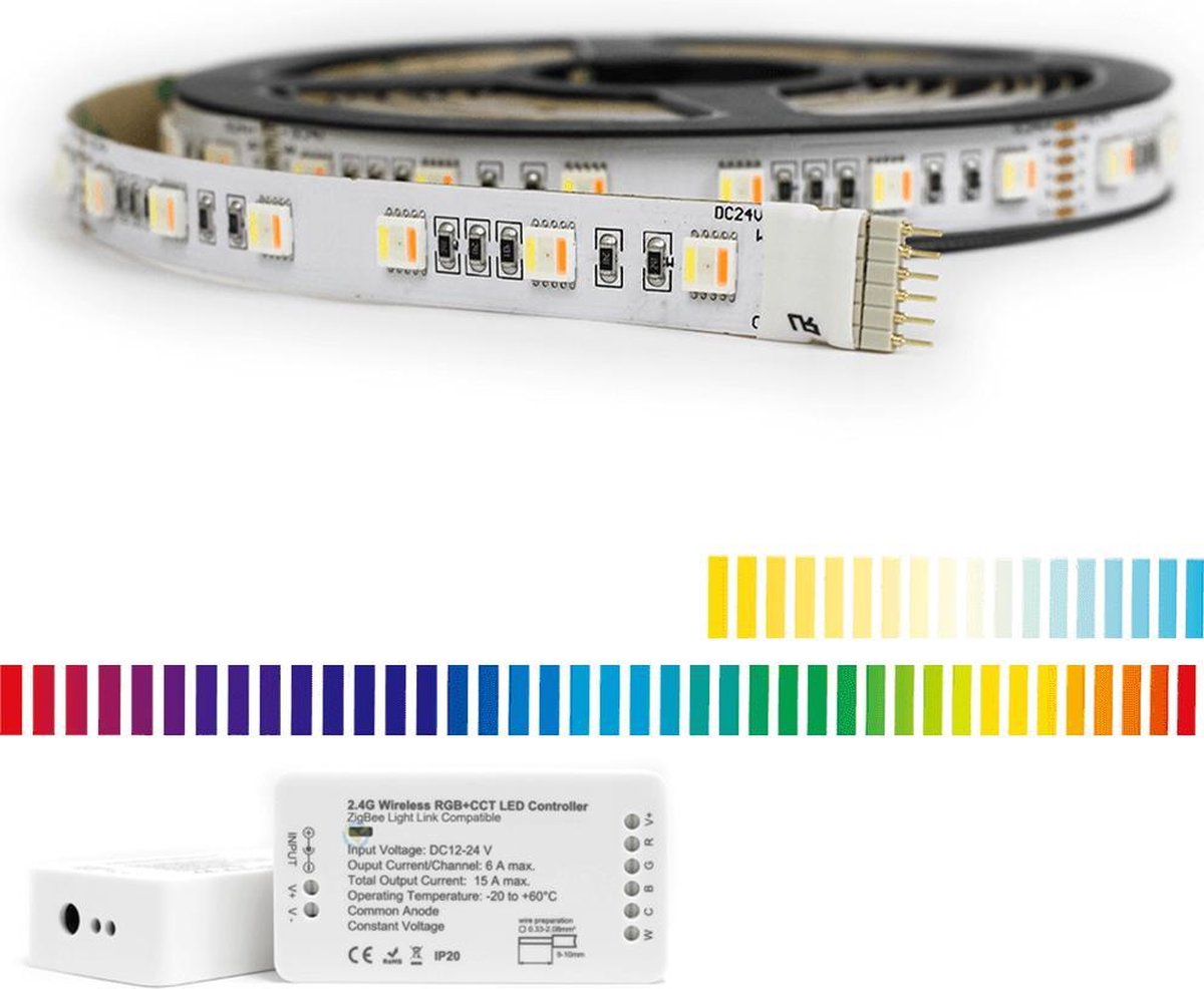 Zigbee led strip - White and color ambiance - Werkt met de bekende verlichting apps -10 meter
