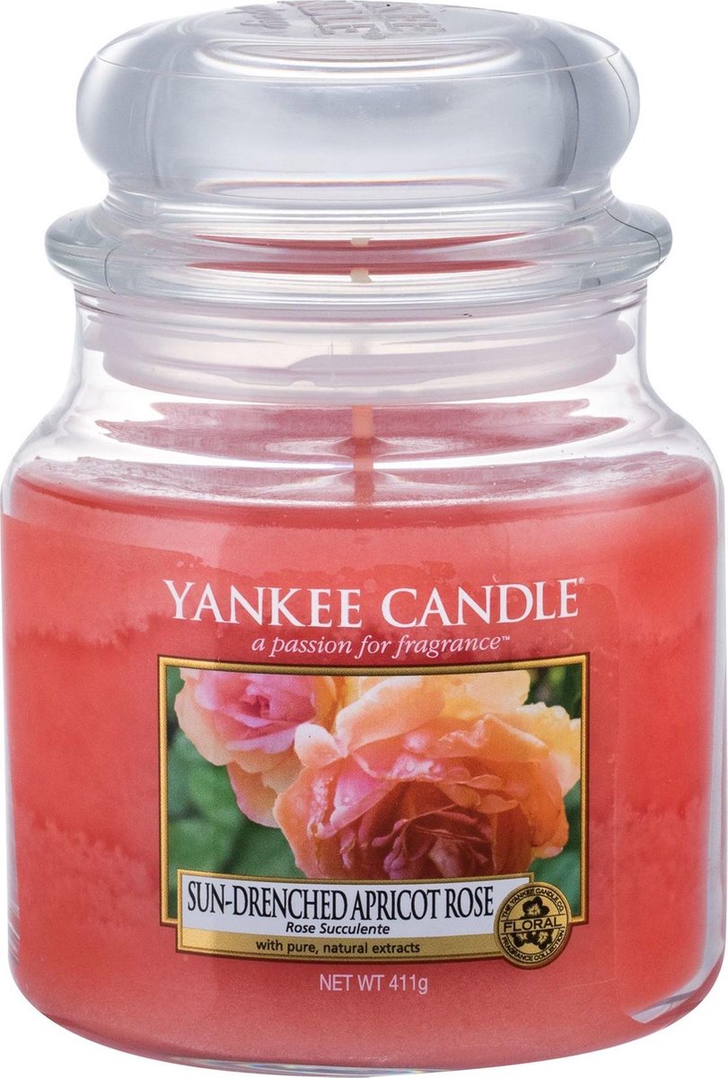 Yankee Candle Sun-Drenched Apricot Rose Classic Medium Geurkaars - 90 branduren oranje
