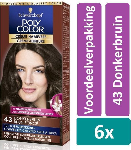Schwarzkopf Poly Color 43 Donkerbruin Haarverf 6 stuks Voordeelverpakking