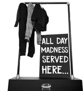 Tekstbord all day madness served here-60x40cm-zwart