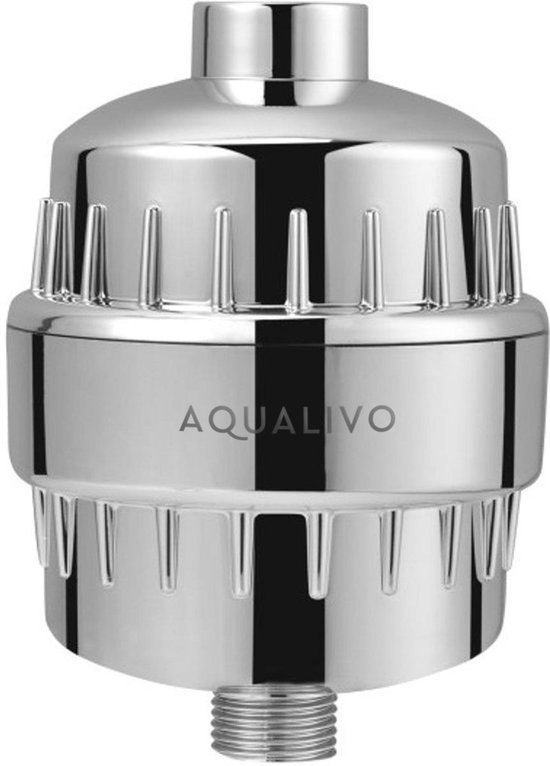 Aqualivo Premium Douchefilter - Huid en Haar Verbetering - Inclusief Beauty E-Book - Unieke Samenstelling - 15 Filtratielagen - Chrome