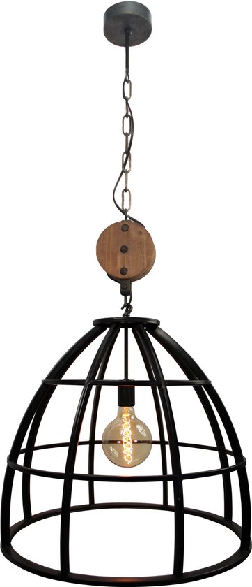 een miljard Winkelcentrum Meestal Chericoni - Aperto hanglamp - 1 lichts - 60 cm - zwart black steel &  vintage wood | bol.com