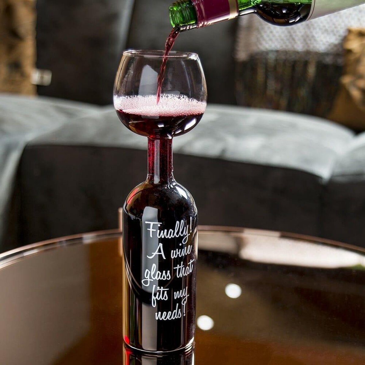 Kikker Isaac Vooruitgaan Wine Bottle Glass - Groot wijnglas - Wijnfles glas - 750 ml. | bol.com