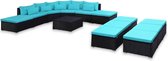 Tuin Loungeset Blauw (Incl LW Fleece deken) - Lounge bank tuin - Tuinbank - Loungebank - Tuinset - Tafelset tuin - Bistroset