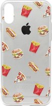ADEL Siliconen Back Cover Softcase Hoesje Geschikt voor iPhone XS Max - Junkfood Pizza Patat Hotdog Hamburger