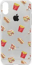 ADEL Siliconen Back Cover Softcase Hoesje Geschikt voor iPhone XR - Junkfood Pizza Patat Hotdog Hamburger