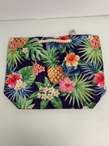 Leuke boodschappentassen Ananas/ Hibiscus bloemen