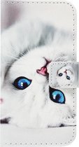 ADEL Kunstleren Book Case Portemonnee Pasjes Hoesje Geschikt Voor iPhone 6(S) Plus - Katten Wit