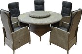 Empoli Riccione dining tuinset 150 cm 7-delig grijs verstelbaar