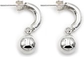 Zilveren oorbellen oorstekers met halve ring en balletje