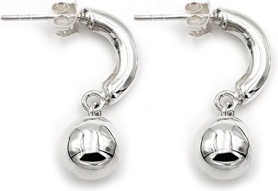 Zilveren oorbellen oorstekers met halve ring en balletje | bol.com