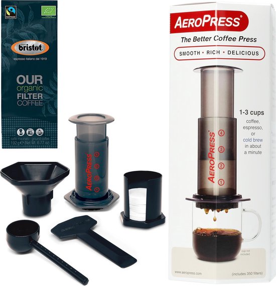 Aeropress Coffee Maker + Bristot OUR Biologische gemalen koffie