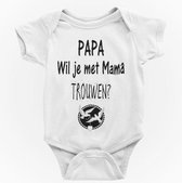 Passie voor Stickers Baby rompertje: Papa wil je met Mama trouwen 110/116
