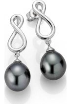 Adriana Oorknopjes  zilver rhod. Tahiti zwartz 9-10mm Premium PR4-47