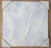 Schilderij leafs in wit/blauw hoogglans, 40 x 40 cm