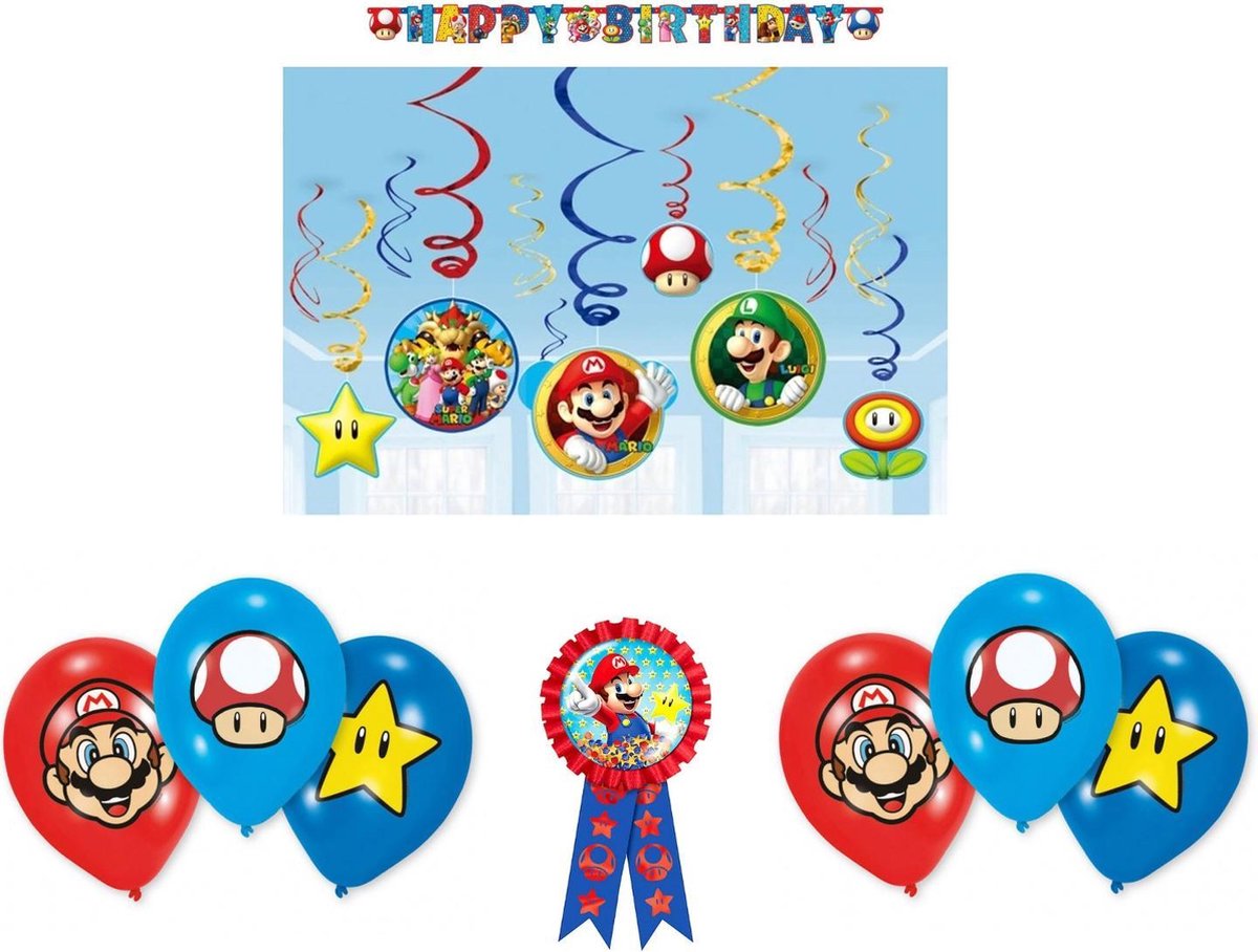 bedreiging kousen Geletterdheid Super Mario kinderfeest decoratie set | versiering | bol.com
