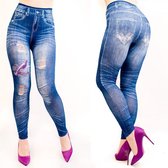 Jeans Legging Dames - Print Vogel - Maat S/M 'Jyzelle'