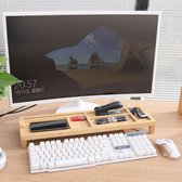 Decopatent® 2 in 1 Monitorstandaard - Bamboe Monitor - Laptop beeldscherm verhoger en bureau organizer - Vak voor gsm en pennenbak