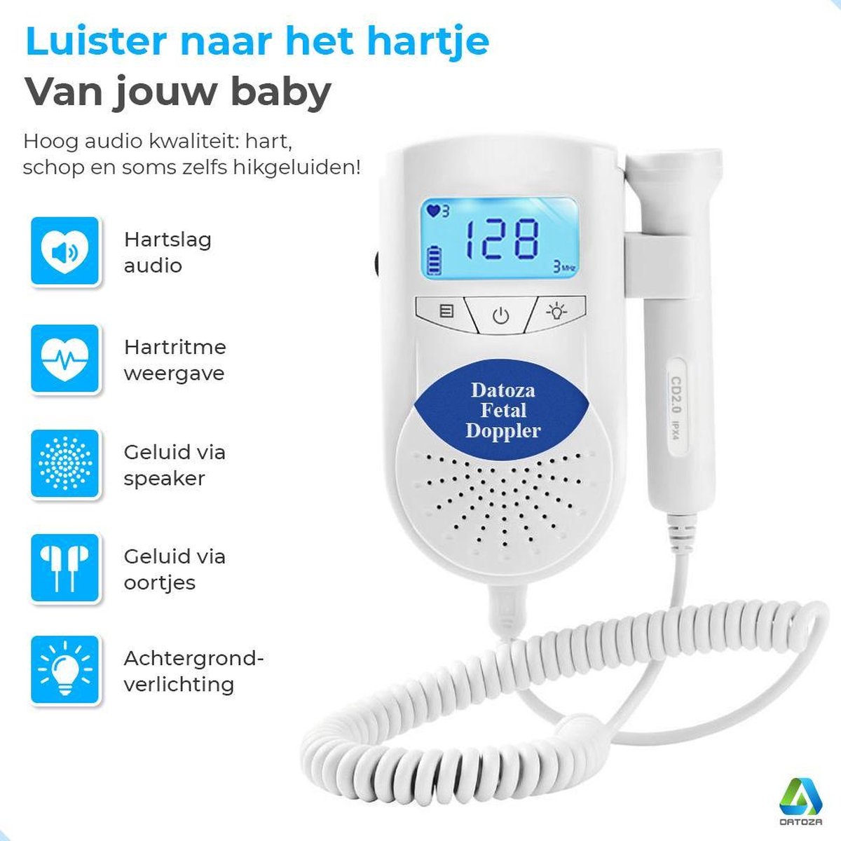 Datoza Foetal Doppler Baby Heart Monitor Digital Ultrasound Pregnancy Gift  Y compris